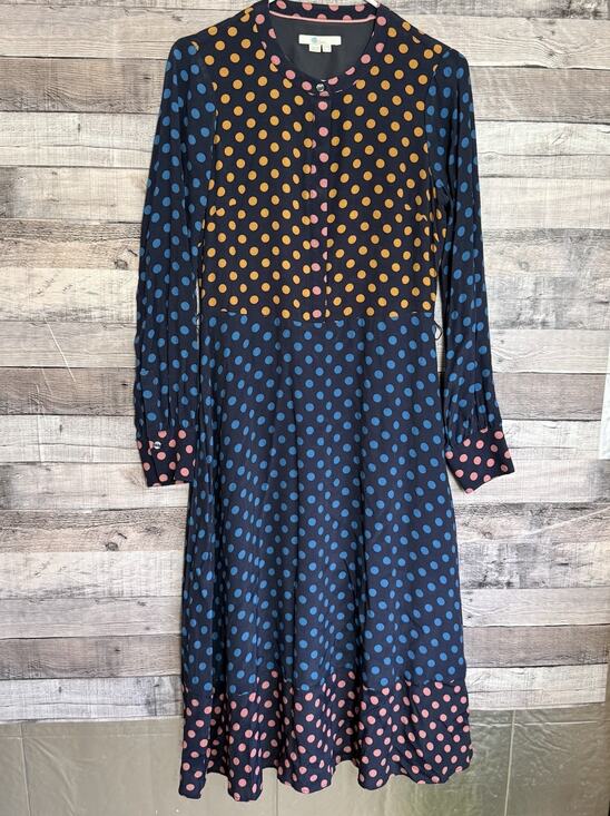 Boden Dresses & Skirts - Boden Women's Colorblock Polka Dot Midi Dress Long Sleeve Blue 6L Boho